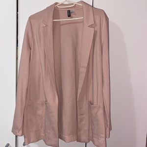 Pink cardigan blazer with pockets